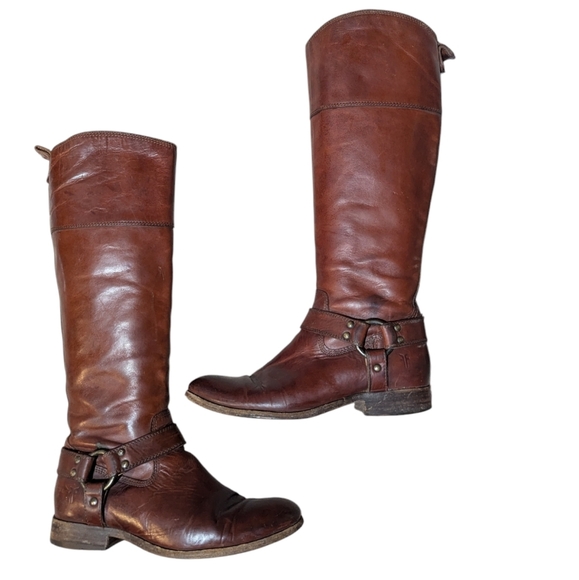 Frye Melissa Harness Inside Zip Burnt Red Boots Size 6.5 Equestrian Old Money - Picture 6 of 12